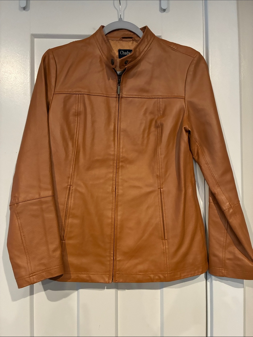 Chadwicks Cognac Leather Zip-Front Jacket